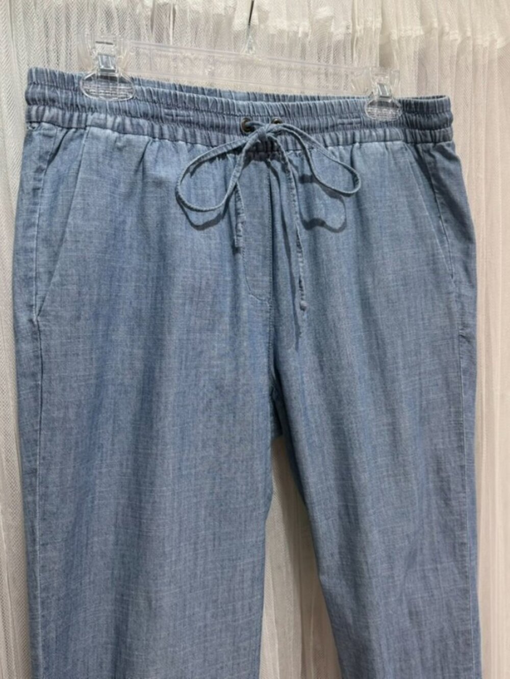 J.Crew Chambray Drawstring Jogger Pants Women's Size 6 Blue 100% Cotton - Picture 3 of 11